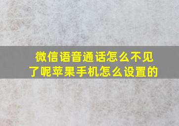 微信语音通话怎么不见了呢苹果手机怎么设置的