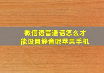 微信语音通话怎么才能设置静音呢苹果手机