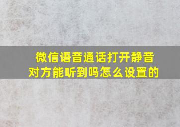 微信语音通话打开静音对方能听到吗怎么设置的