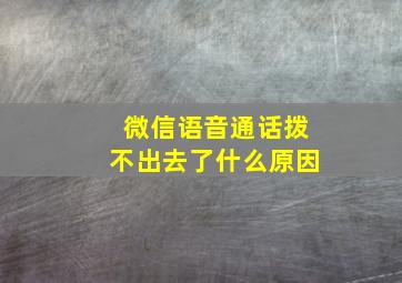 微信语音通话拨不出去了什么原因