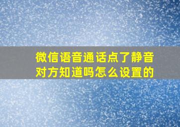 微信语音通话点了静音对方知道吗怎么设置的