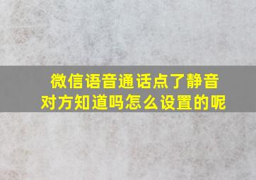 微信语音通话点了静音对方知道吗怎么设置的呢