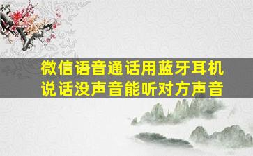 微信语音通话用蓝牙耳机说话没声音能听对方声音