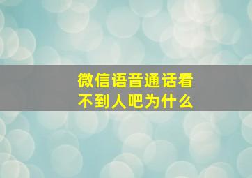 微信语音通话看不到人吧为什么