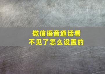 微信语音通话看不见了怎么设置的