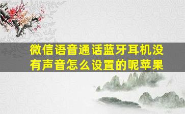 微信语音通话蓝牙耳机没有声音怎么设置的呢苹果