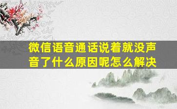 微信语音通话说着就没声音了什么原因呢怎么解决