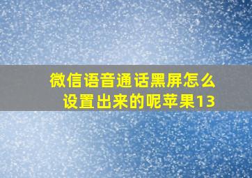 微信语音通话黑屏怎么设置出来的呢苹果13