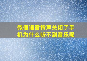 微信语音铃声关闭了手机为什么听不到音乐呢