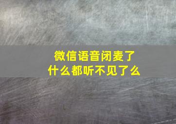 微信语音闭麦了什么都听不见了么