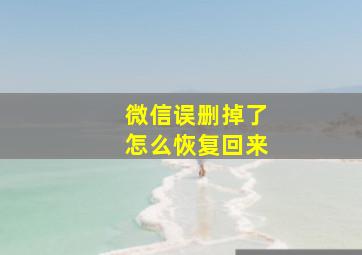 微信误删掉了怎么恢复回来