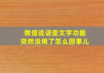 微信说话变文字功能突然没用了怎么回事儿