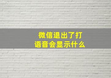 微信退出了打语音会显示什么