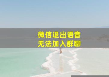 微信退出语音无法加入群聊