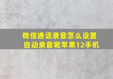 微信通话录音怎么设置自动录音呢苹果12手机