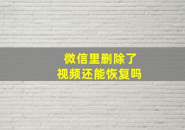 微信里删除了视频还能恢复吗