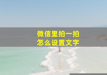 微信里拍一拍怎么设置文字