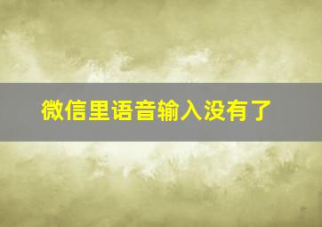 微信里语音输入没有了