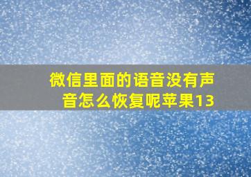 微信里面的语音没有声音怎么恢复呢苹果13