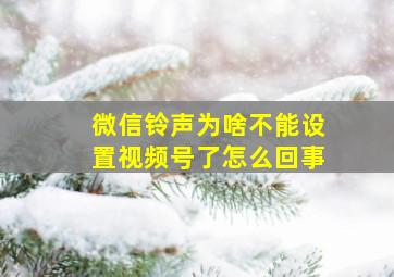 微信铃声为啥不能设置视频号了怎么回事