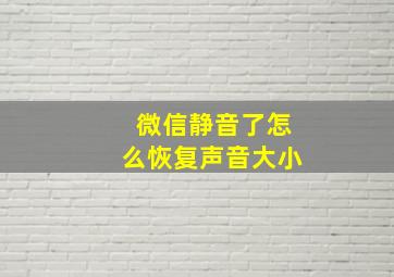 微信静音了怎么恢复声音大小