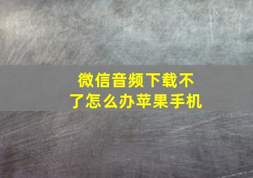 微信音频下载不了怎么办苹果手机