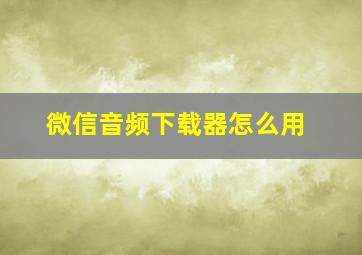 微信音频下载器怎么用