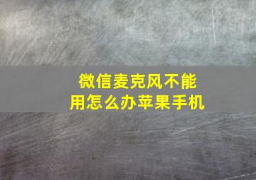 微信麦克风不能用怎么办苹果手机