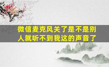 微信麦克风关了是不是别人就听不到我这的声音了