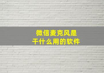 微信麦克风是干什么用的软件