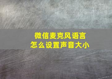 微信麦克风语言怎么设置声音大小