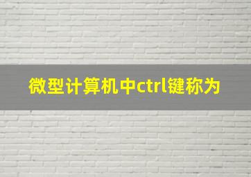 微型计算机中ctrl键称为