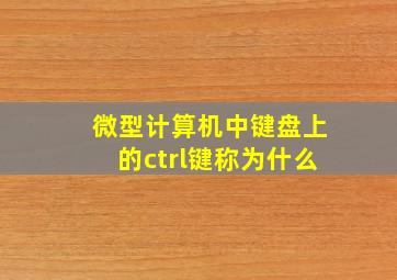 微型计算机中键盘上的ctrl键称为什么