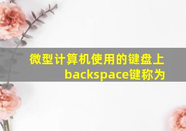 微型计算机使用的键盘上backspace键称为