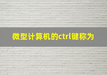 微型计算机的ctrl键称为