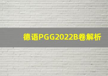 德语PGG2022B卷解析