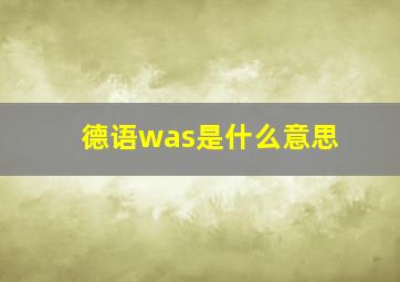 德语was是什么意思