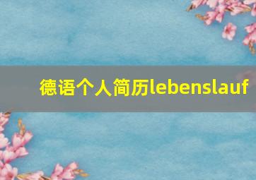 德语个人简历lebenslauf