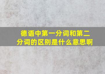 德语中第一分词和第二分词的区别是什么意思啊