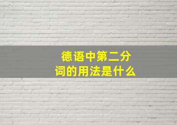 德语中第二分词的用法是什么