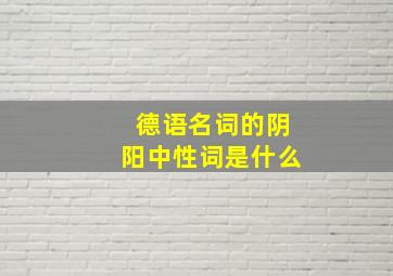 德语名词的阴阳中性词是什么