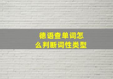 德语查单词怎么判断词性类型