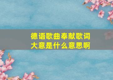 德语歌曲奉献歌词大意是什么意思啊