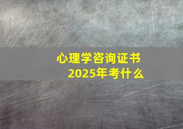 心理学咨询证书2025年考什么