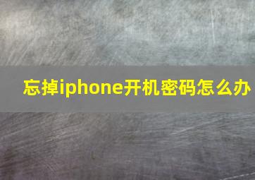 忘掉iphone开机密码怎么办