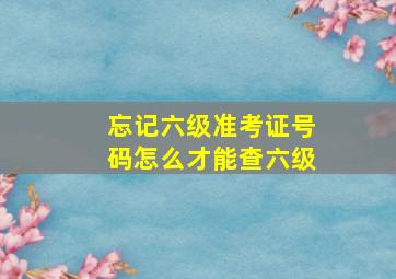 忘记六级准考证号码怎么才能查六级