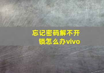 忘记密码解不开锁怎么办vivo