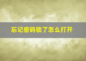 忘记密码锁了怎么打开