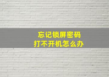 忘记锁屏密码打不开机怎么办