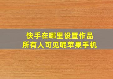 快手在哪里设置作品所有人可见呢苹果手机